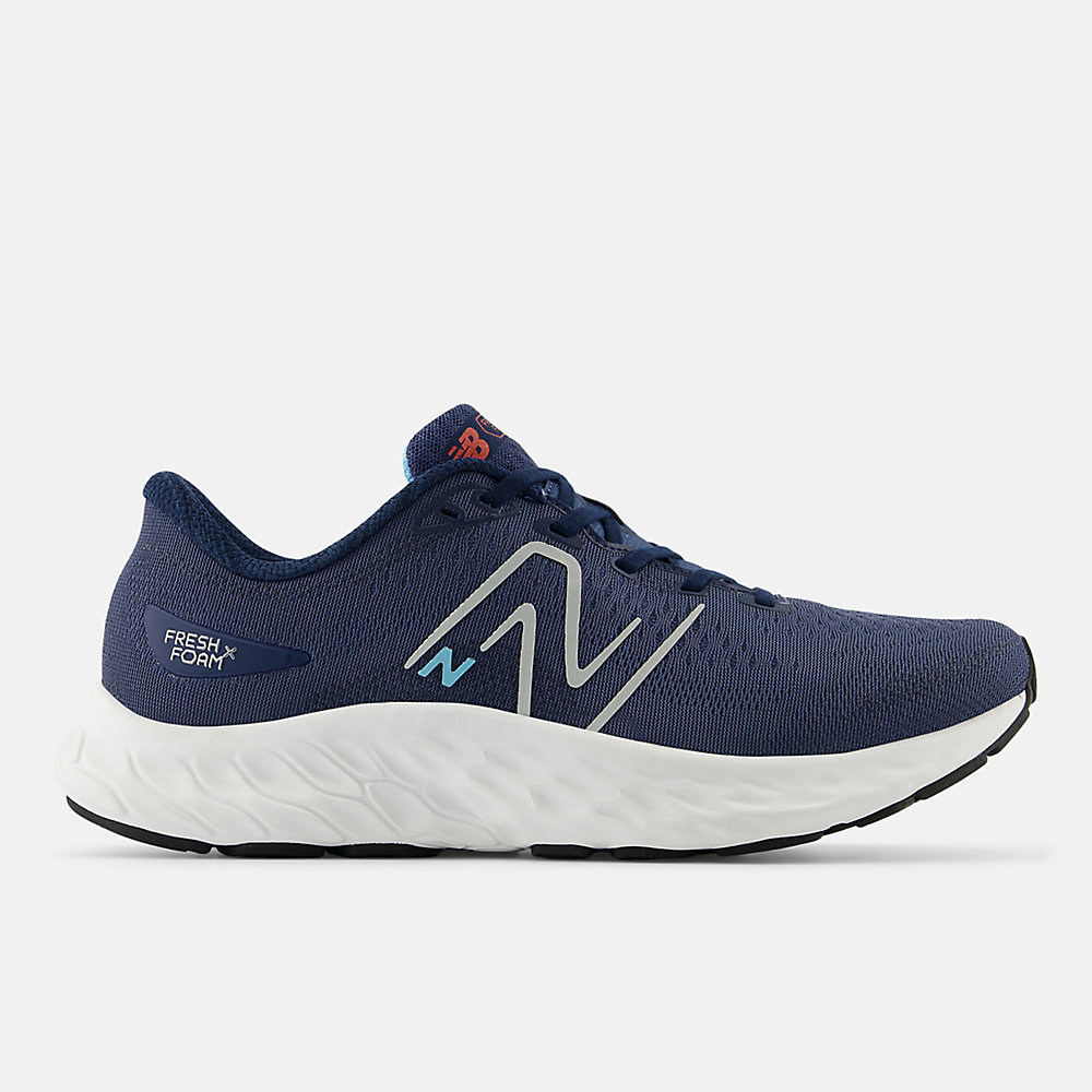 New Balance Fresh Foam X Evoz ST Shoes Vintage Indigo with Silver Metallic and Neo Flame